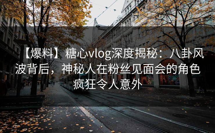 【爆料】糖心vlog深度揭秘:八卦风波背后,神秘人在粉丝见面会的角色疯狂令人意外 【爆料】糖心vlog深度揭秘:八卦风波背后,神秘人在粉丝见面会的角色疯狂令人意外