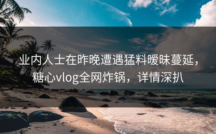 业内人士在昨晚遭遇猛料暧昧蔓延，糖心vlog全网炸锅，详情深扒