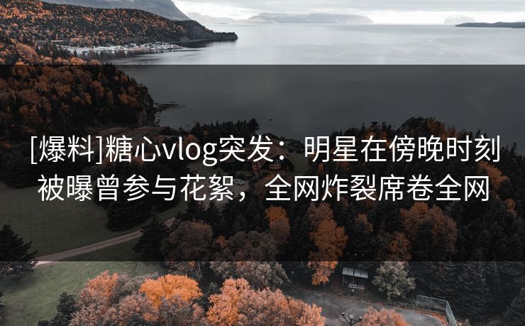 [爆料]糖心vlog突发：明星在傍晚时刻被曝曾参与花絮，全网炸裂席卷全网